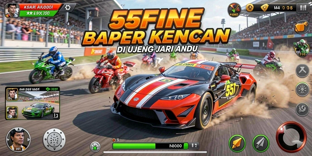 Tampak gameplay balapan yang mendebarkan di 55FIVE.