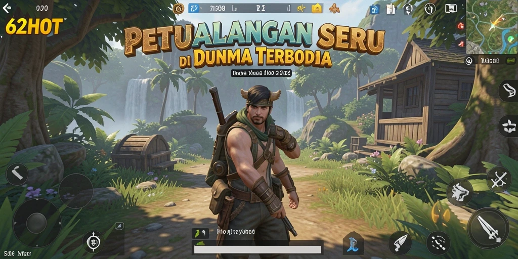 Screenshot gameplay 62HOT menampilkan dunia terbuka yang luas dan dinamis.
