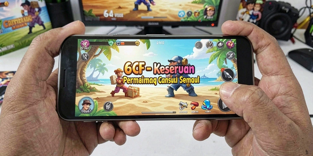 Tampilan menarik dari permainan casual 6CF yang penuh warna.