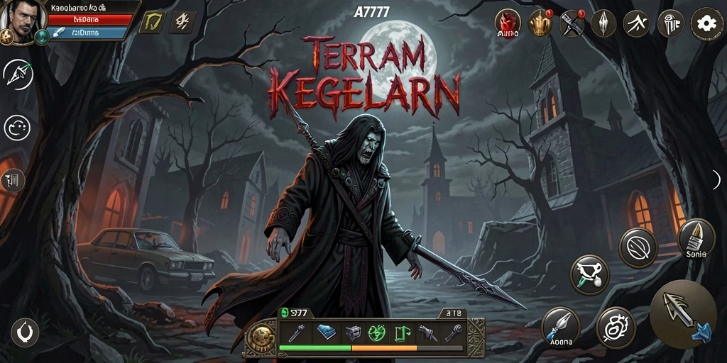 Screenshot menampilkan karakter utama menjelajahi ruang gelap yang menyeramkan.