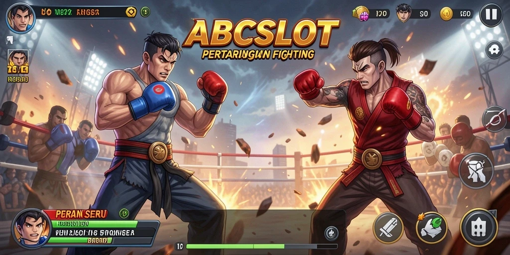 Tampilan gameplay <strong>ABCSLOT</strong> yang intens dan penuh aksi dalam pertarungan Fighting.
