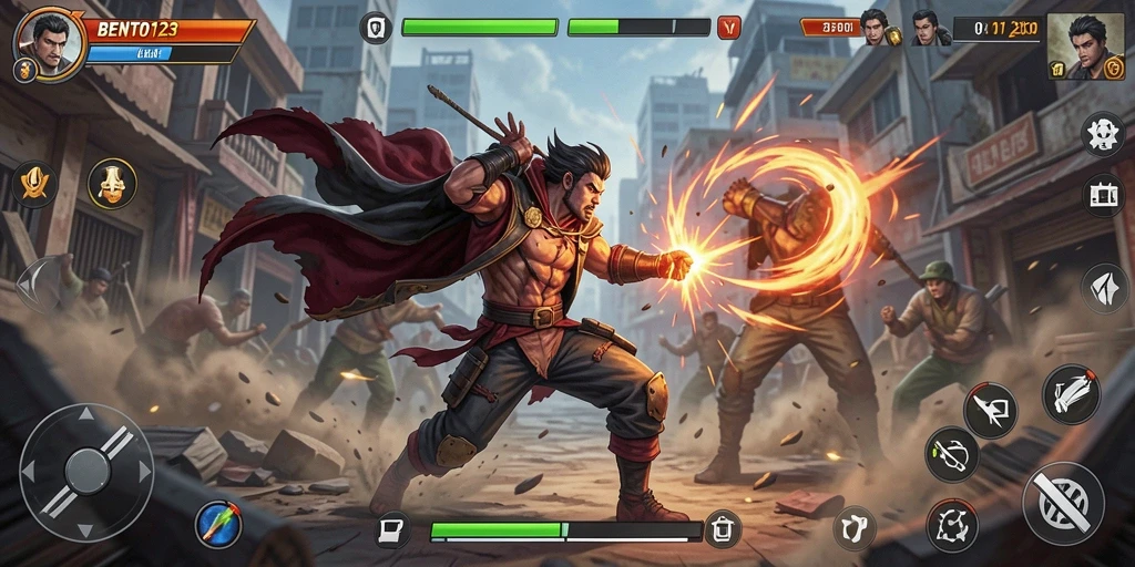 Screenshot BENTO123 menampilkan intense gameplay pertarungan.