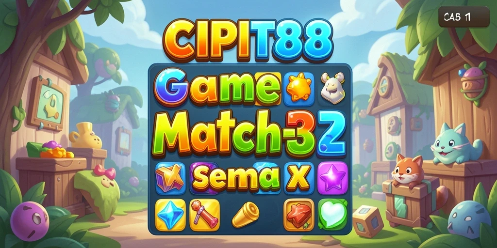 Tampilan gameplay seru CIPIT88 dengan aksi Match-3 yang menantang.