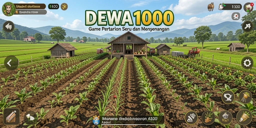 Screenshot gameplay DEWA1000 dengan aktivitas bertani yang seru.