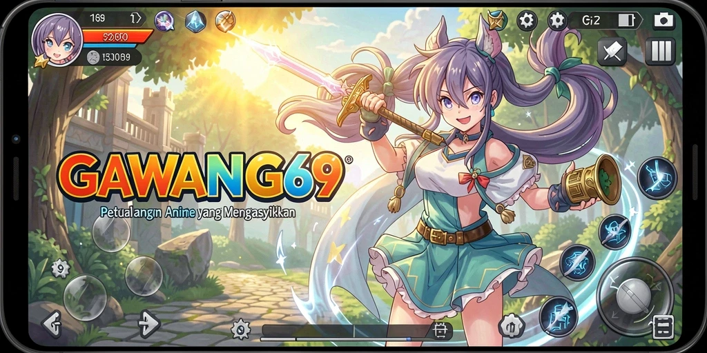 Screenshot gameplay GAWANG69 menampilkan aksi seru karakter anime.