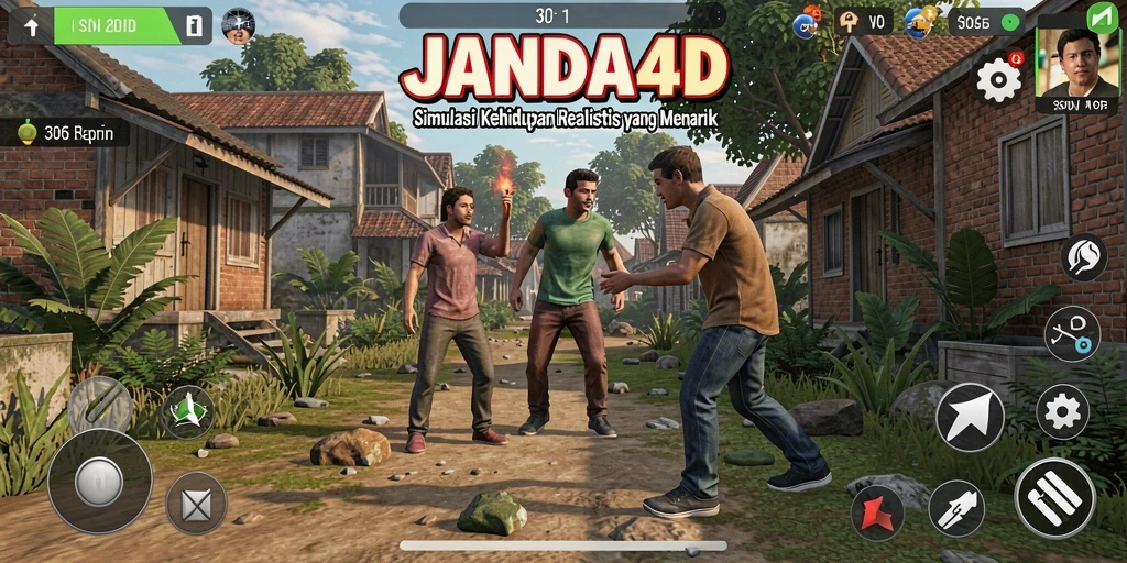 Tampilan gameplay JANDA4D dengan simulasi kehidupan yang menarik.