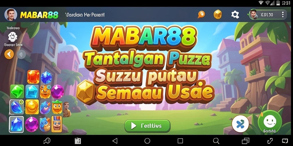 Tampilan gameplay seru MABAR88 dengan tantangan puzzle beragam.