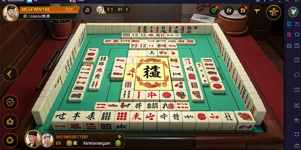 Screenshot utama MEGEWIN188 menampilkan aksi seru permainan Mahjong.