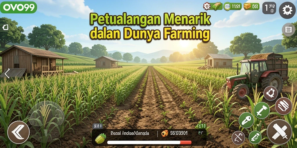 Tampilan menarik dari gameplay pertanian di OVO99.