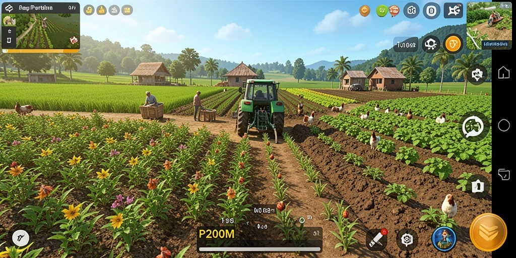 Tampilan gameplay seru dalam game pertanian P200M.