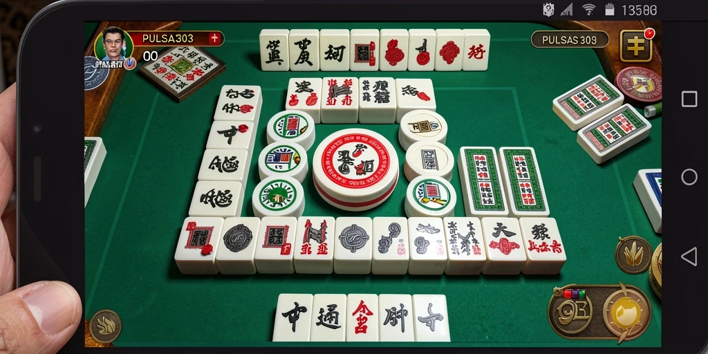 Tampilan gameplay PULSA303 dengan ubin-ubin Mahjong yang menarik.