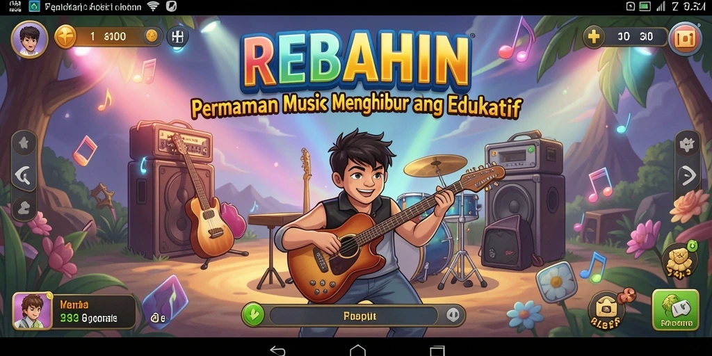 Tangkapan layar utama <strong>REBAHIN</strong> menampilkan pengguna yang sedang bernyanyi dengan penuh semangat.