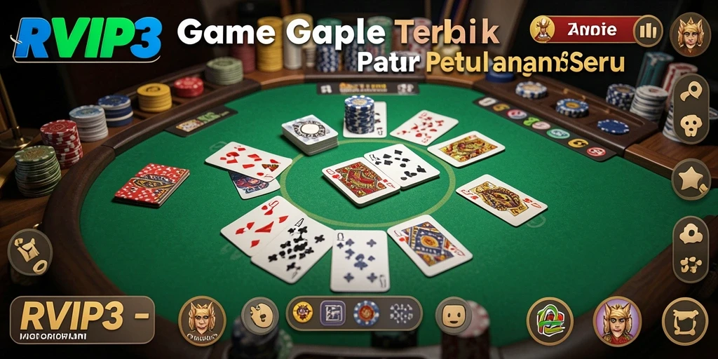 Tampilan gameplay Gaple yang penuh warna dan interaktif di RVIP3.