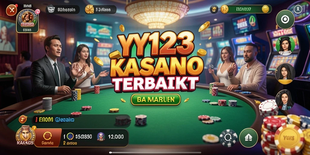Screenshot YY123 menampilkan suasana kasino yang menggembirakan.