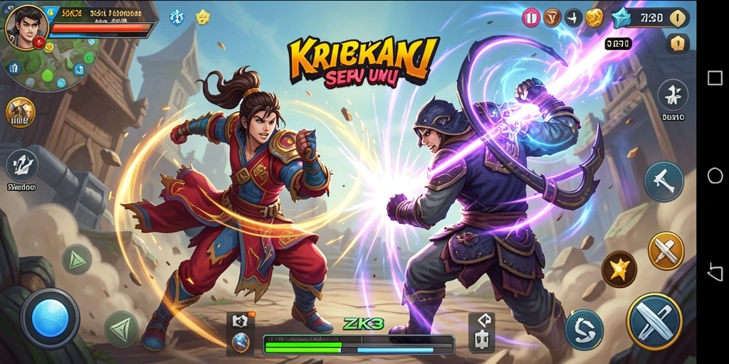 Tampilan gameplay ZK3 yang seru dan mendebarkan dalam pertarungan.
